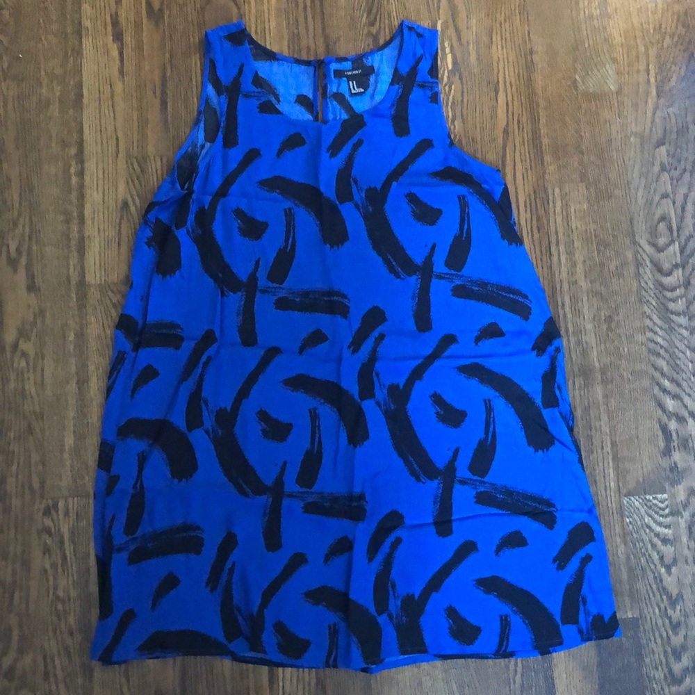 Black and blue abstract shift dress